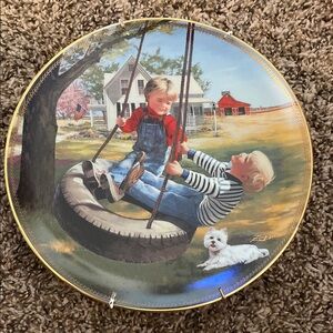 Danbury Mint Collectible Plate with Children on Swing